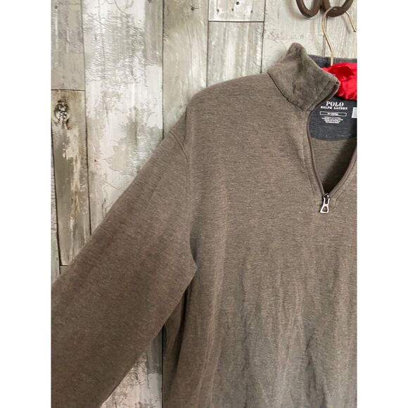 Polo Ralph Lauren taupe 1/4 zip pullover sweater M - Picture 2 of 6